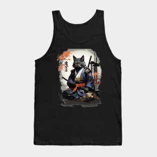 Japanese Neko Samurai Cat - Ninja Cat Art Tank Top